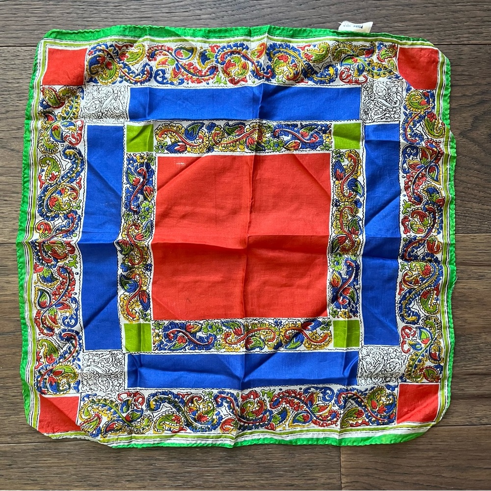 Vintage made in USA 100% pure silk color block scarf